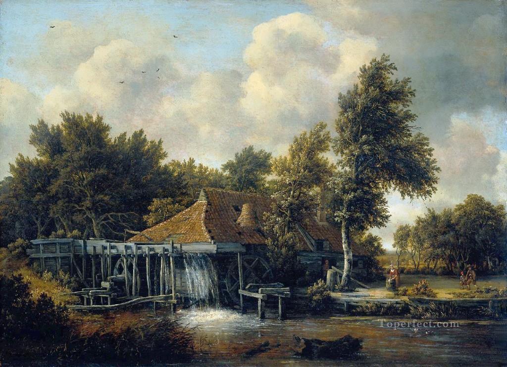 Mill landscape Meindert Hobbema stream Oil Paintings